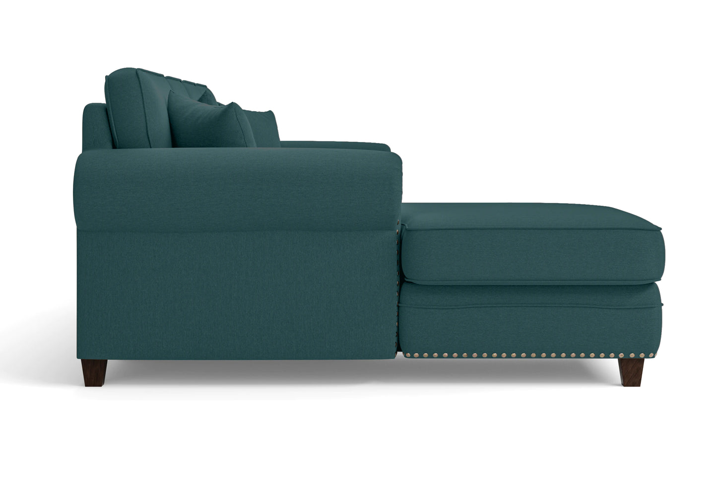 Marano 4 Seater Left Hand Facing Chaise Lounge Corner Sofa Teal Linen Fabric