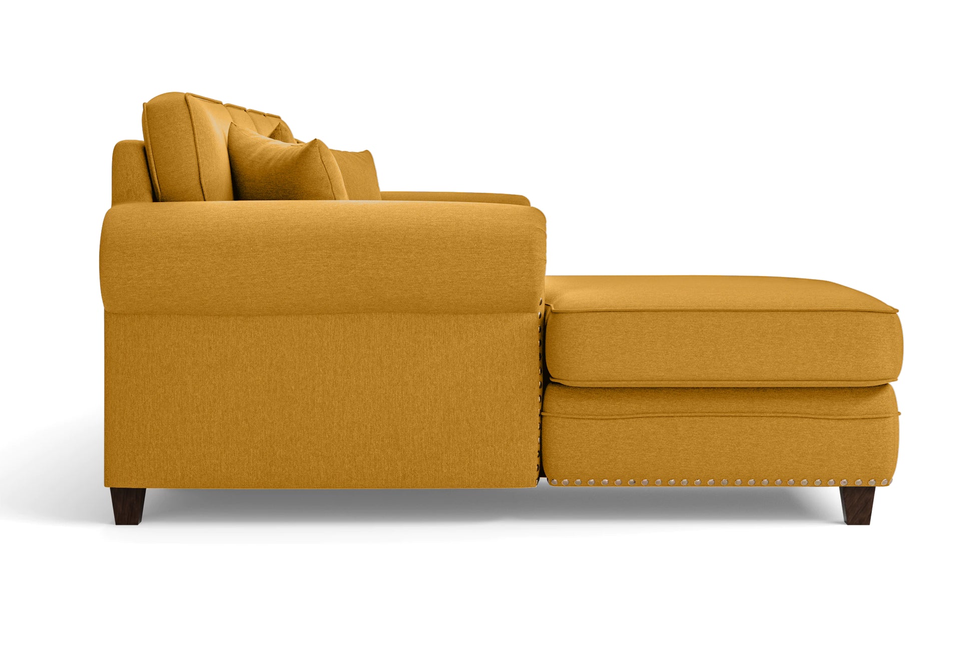 Marano 4 Seater Left Hand Facing Chaise Lounge Corner Sofa Yellow Linen Fabric