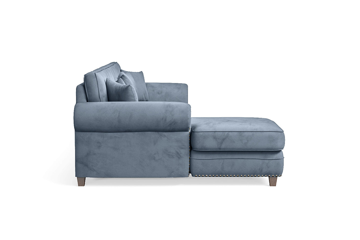 Marano 4 Seater Left Hand Facing Chaise Lounge Corner Sofa Baby Blue Velvet