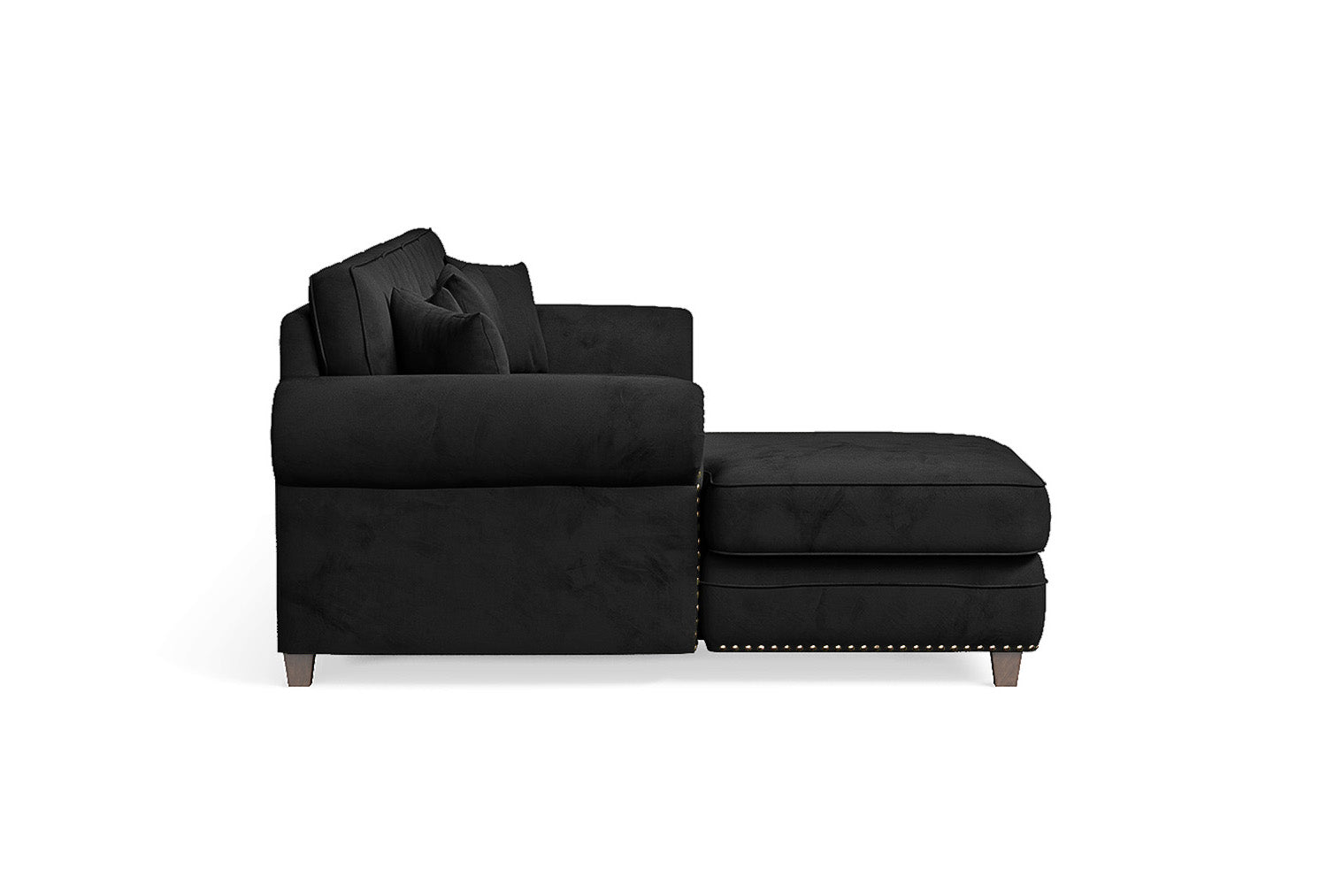 Marano 4 Seater Left Hand Facing Chaise Lounge Corner Sofa Black Velvet