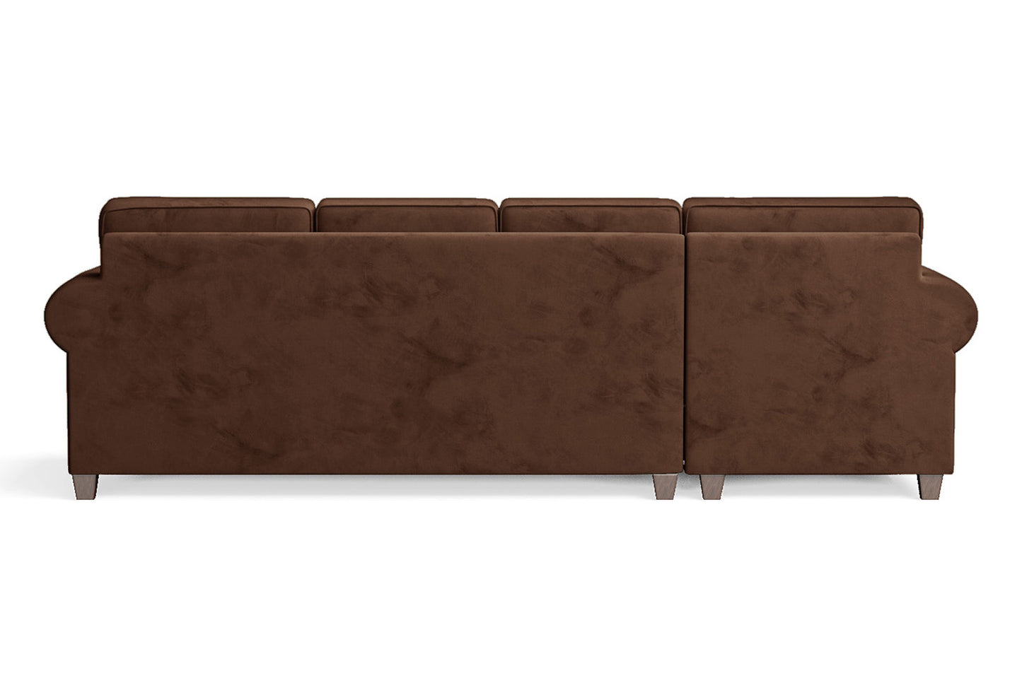 Marano 4 Seater Left Hand Facing Chaise Lounge Corner Sofa Coffee Brown Velvet