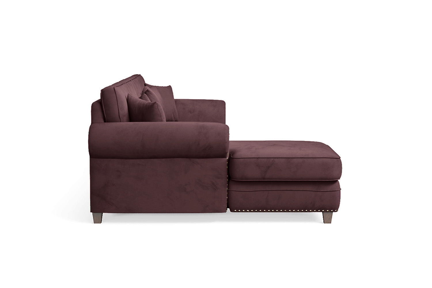 Marano 4 Seater Left Hand Facing Chaise Lounge Corner Sofa Grape Velvet