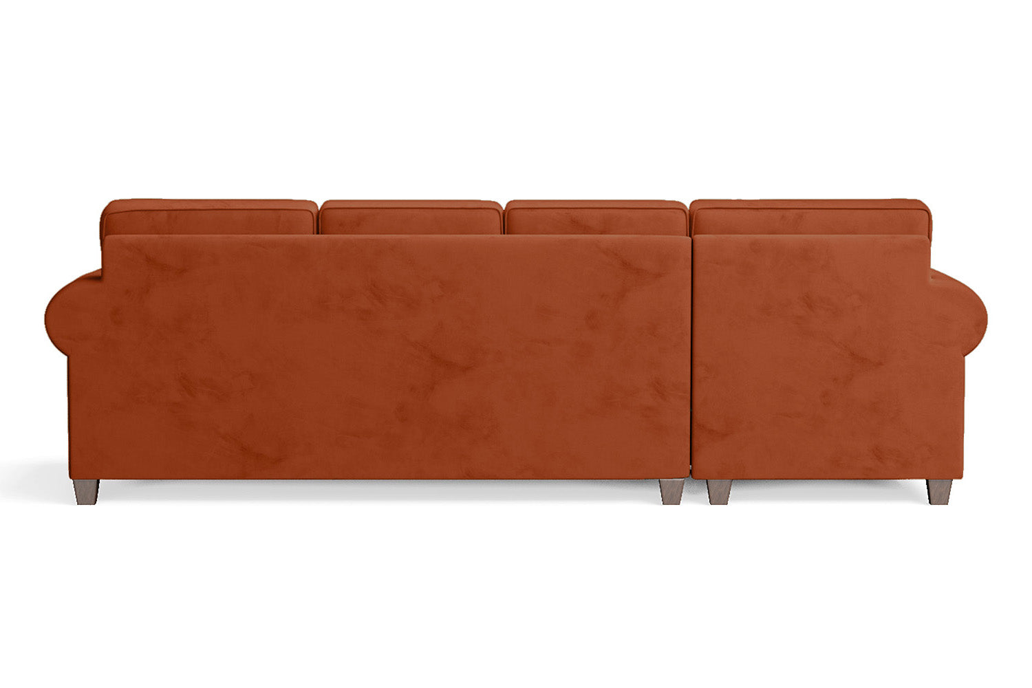 Marano 4 Seater Left Hand Facing Chaise Lounge Corner Sofa Orange Velvet