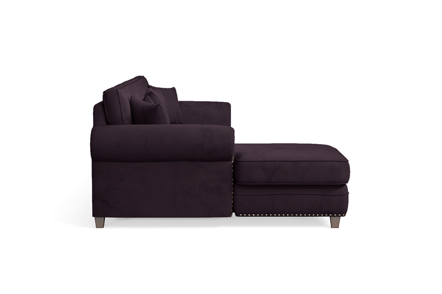 Marano 4 Seater Left Hand Facing Chaise Lounge Corner Sofa Purple Velvet