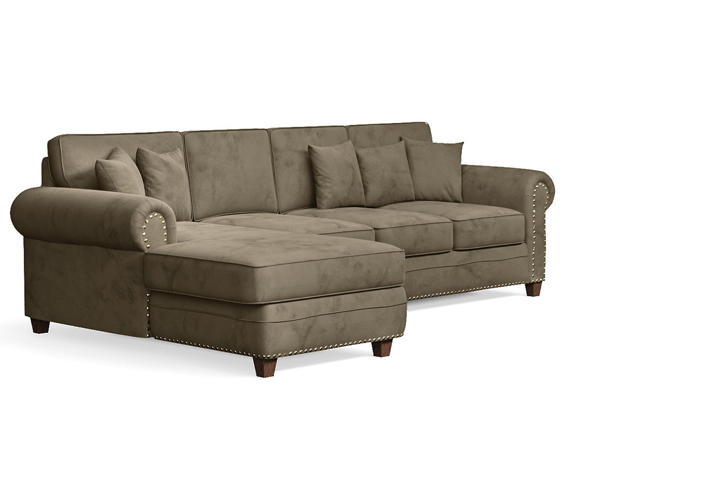 Marano 4 Seater Left Hand Facing Chaise Lounge Corner Sofa Sand Velvet