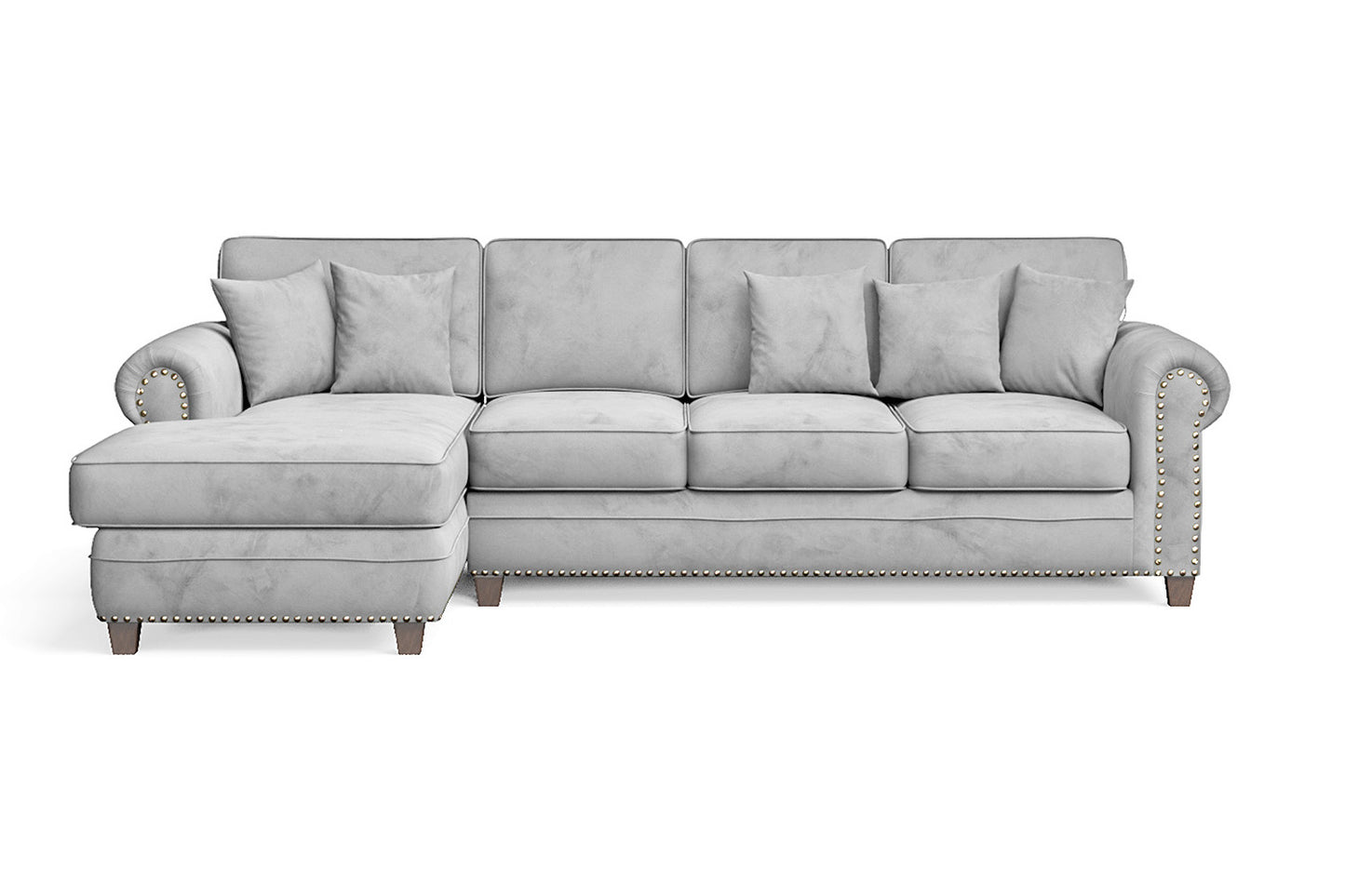 Marano 4 Seater Left Hand Facing Chaise Lounge Corner Sofa White Velvet