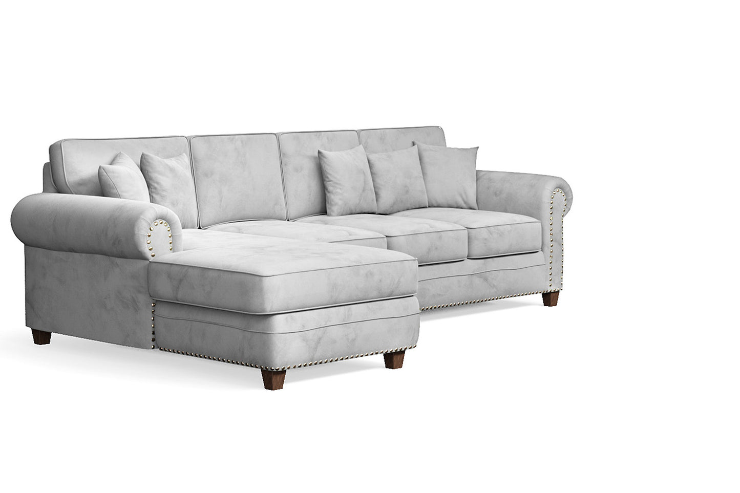 Marano 4 Seater Left Hand Facing Chaise Lounge Corner Sofa White Velvet