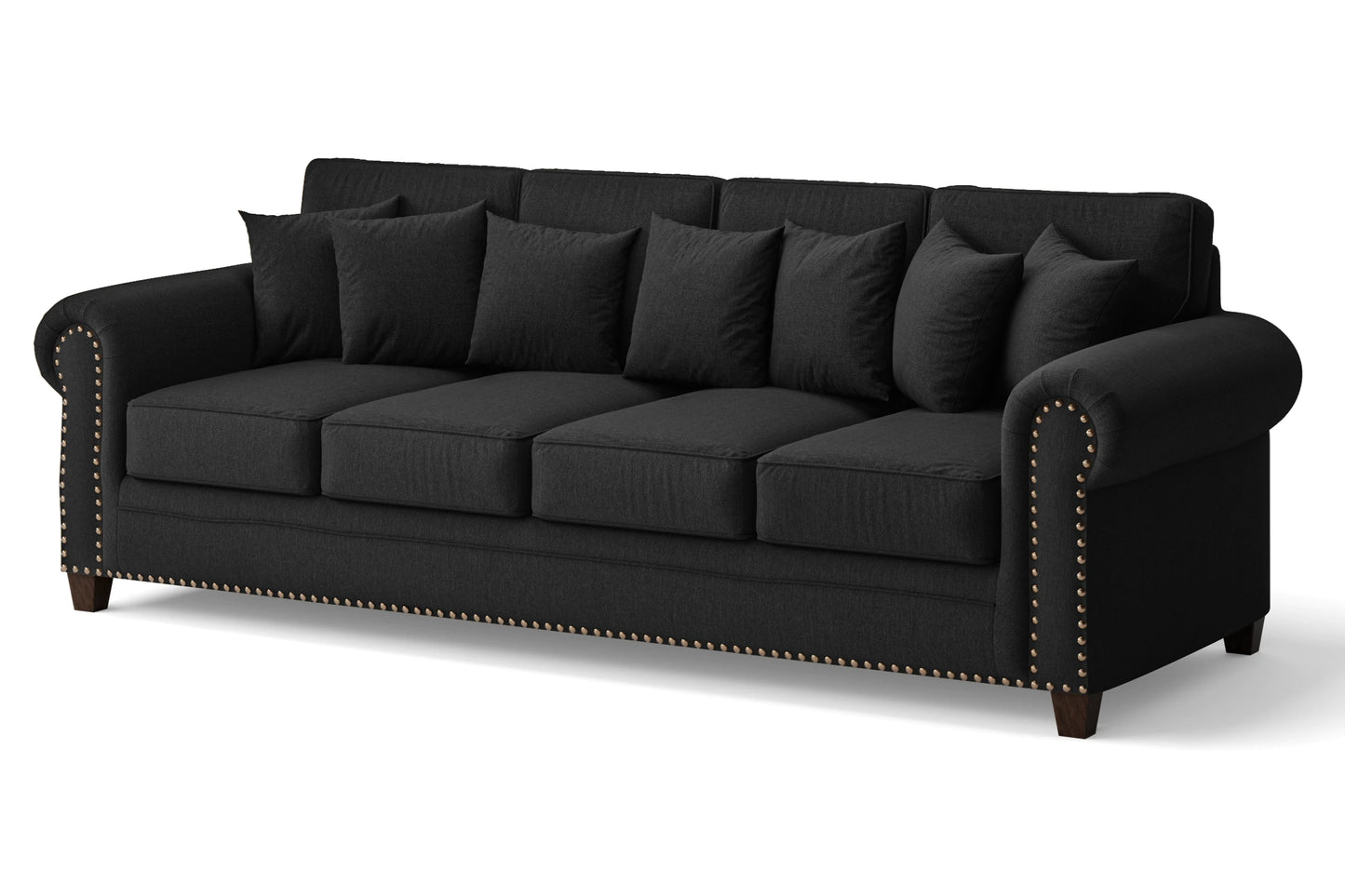 Marano 4 Seater Sofa Black Linen Fabric