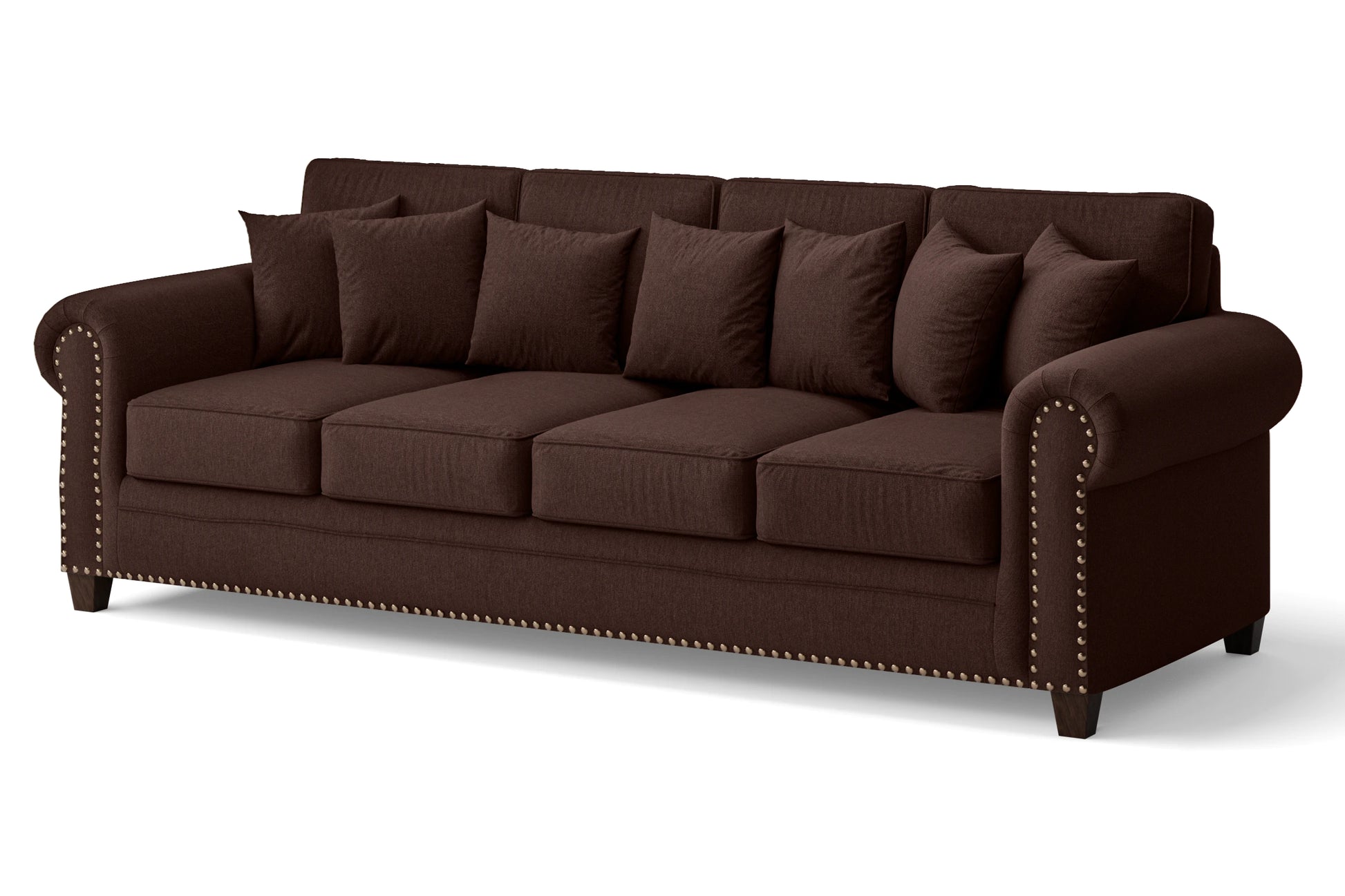 Marano 4 Seater Sofa Coffee Brown Linen Fabric