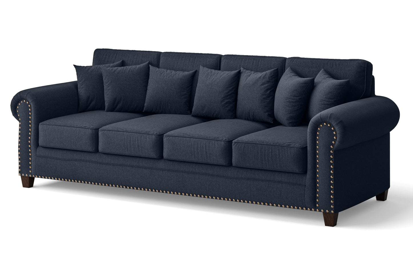 Marano 4 Seater Sofa Dark Blue Linen Fabric