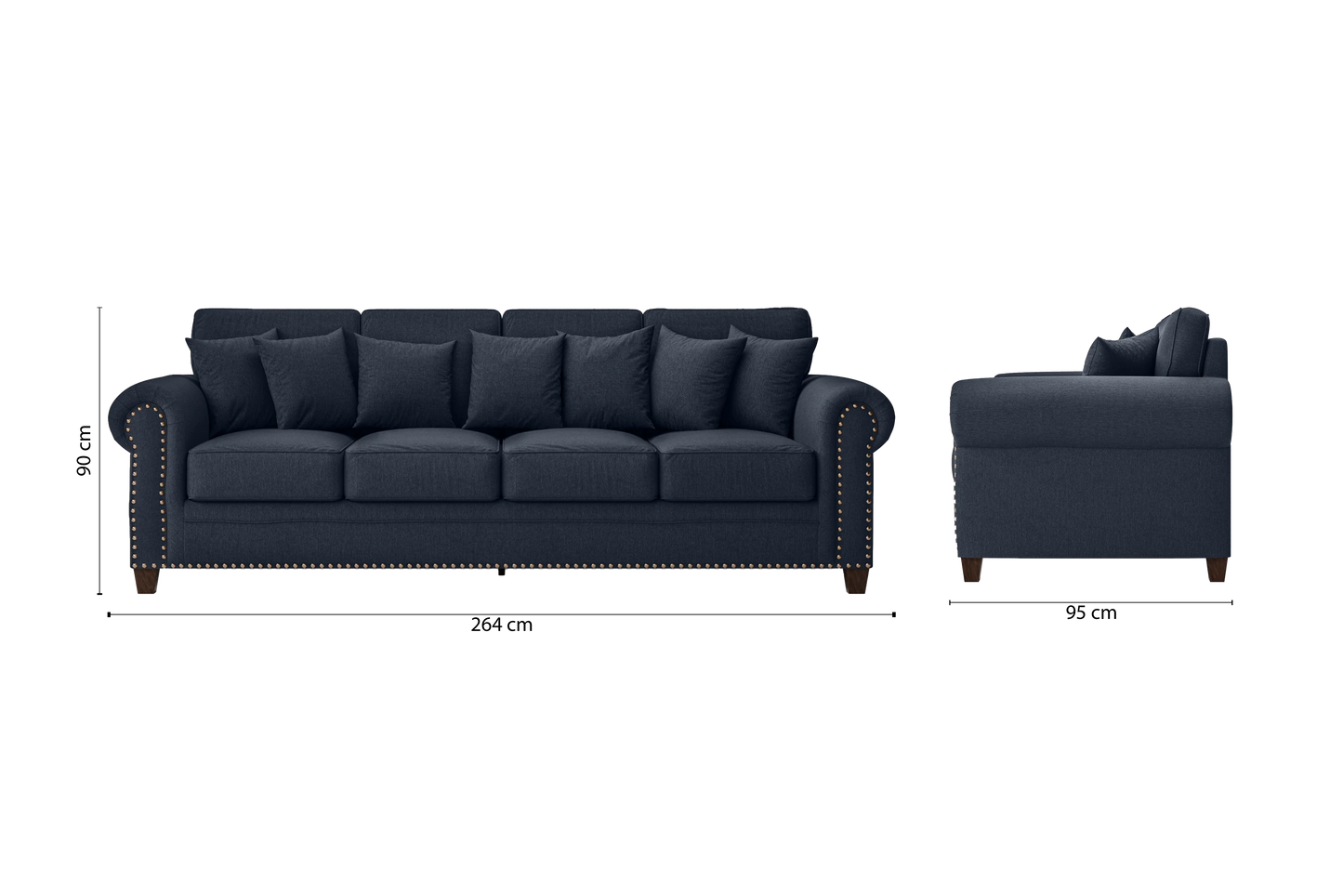 Marano 4 Seater Sofa Dark Blue Linen Fabric