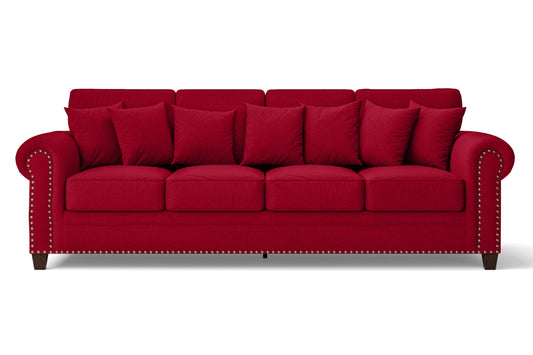 Marano 4 Seater Sofa Red Linen Fabric