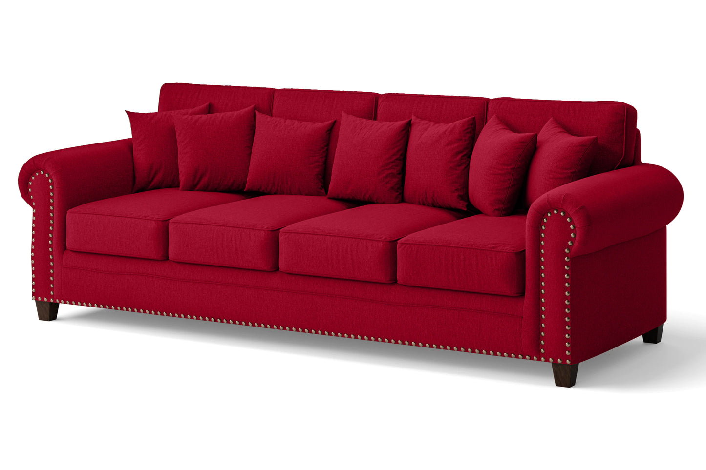 Marano 4 Seater Sofa Red Linen Fabric