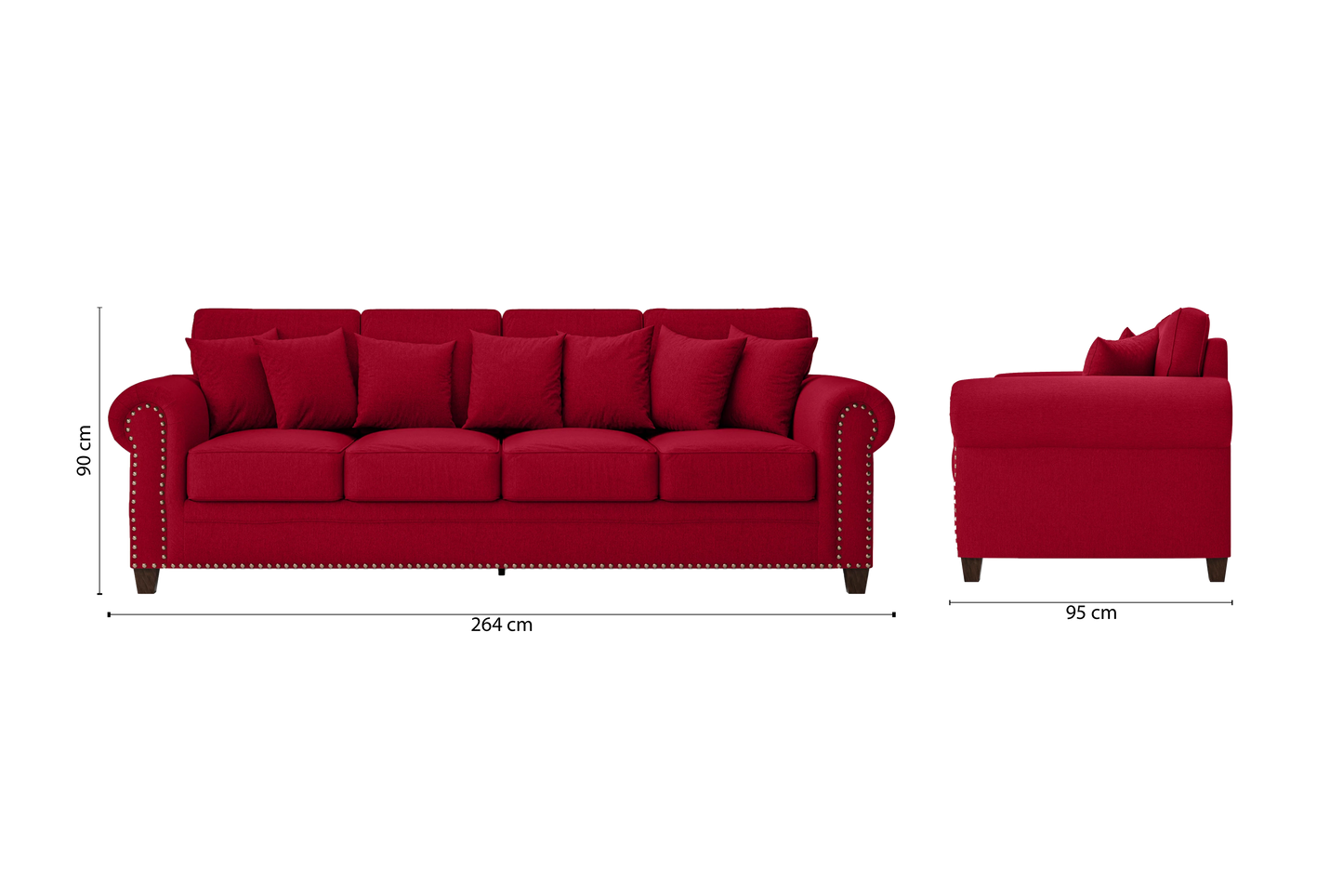 Marano 4 Seater Sofa Red Linen Fabric