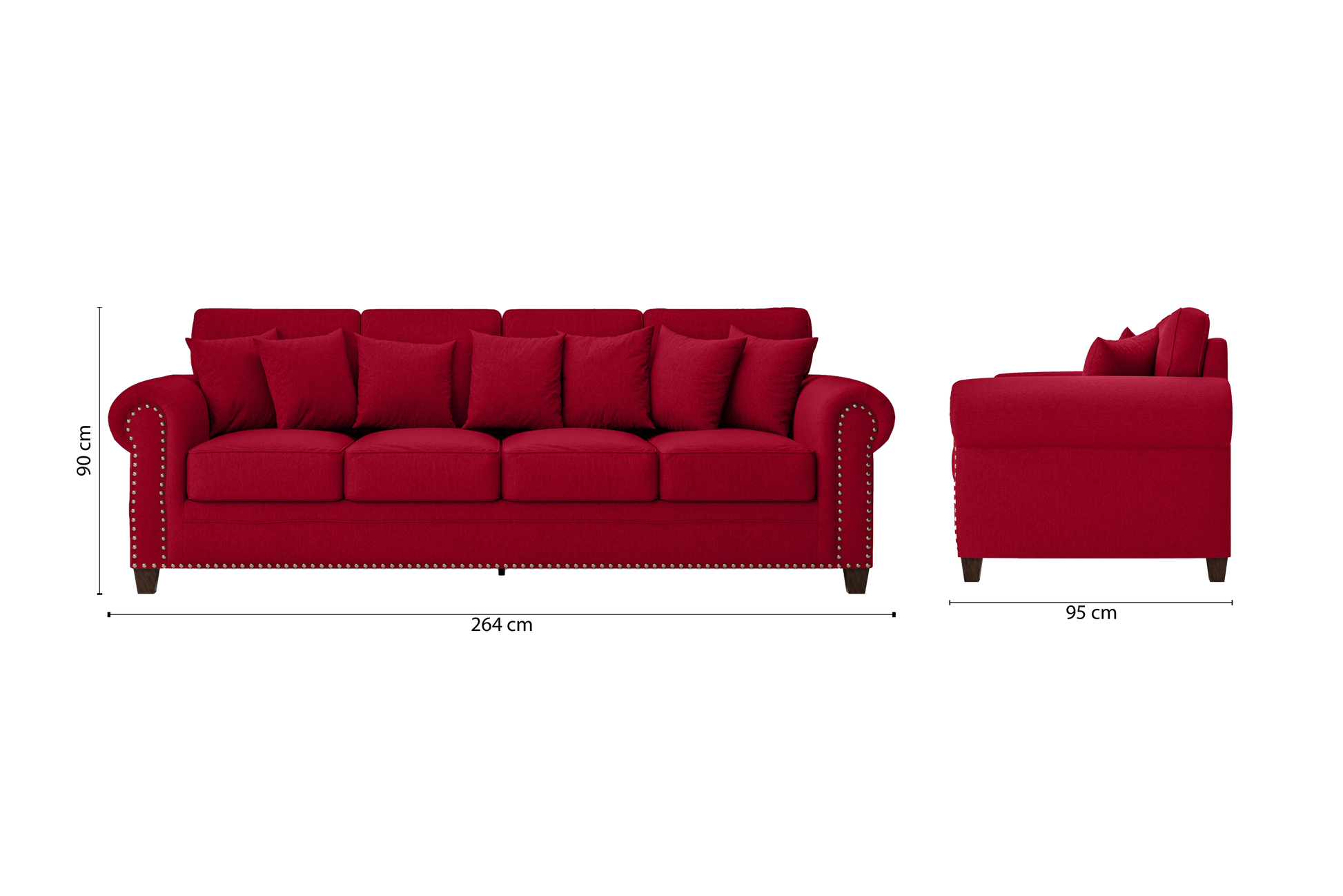 Marano 4 Seater Sofa Red Linen Fabric