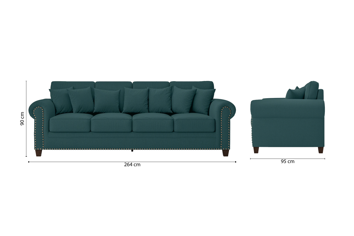 Marano 4 Seater Sofa Teal Linen Fabric