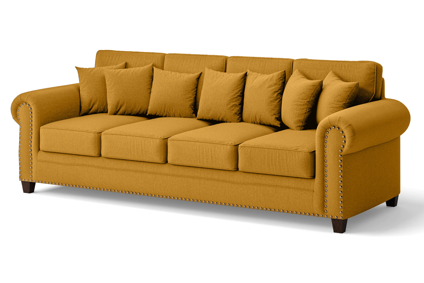 Marano 4 Seater Sofa Yellow Linen Fabric