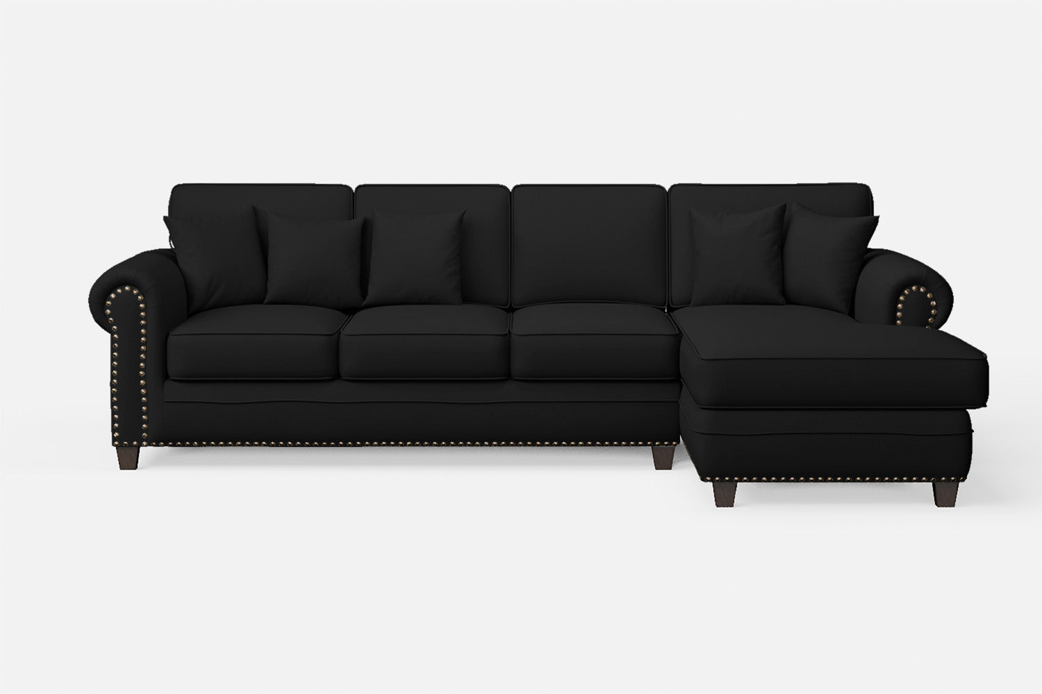 Marano 4 Seater Right Hand Facing Chaise Lounge Corner Sofa Black Leather