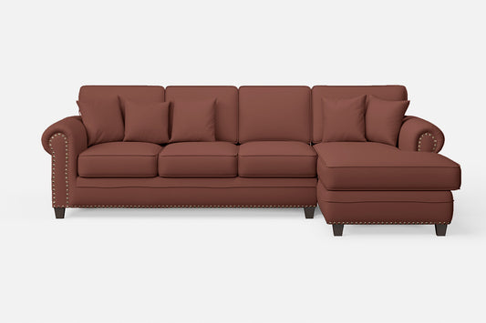 Marano 4 Seater Right Hand Facing Chaise Lounge Corner Sofa Mauve Leather