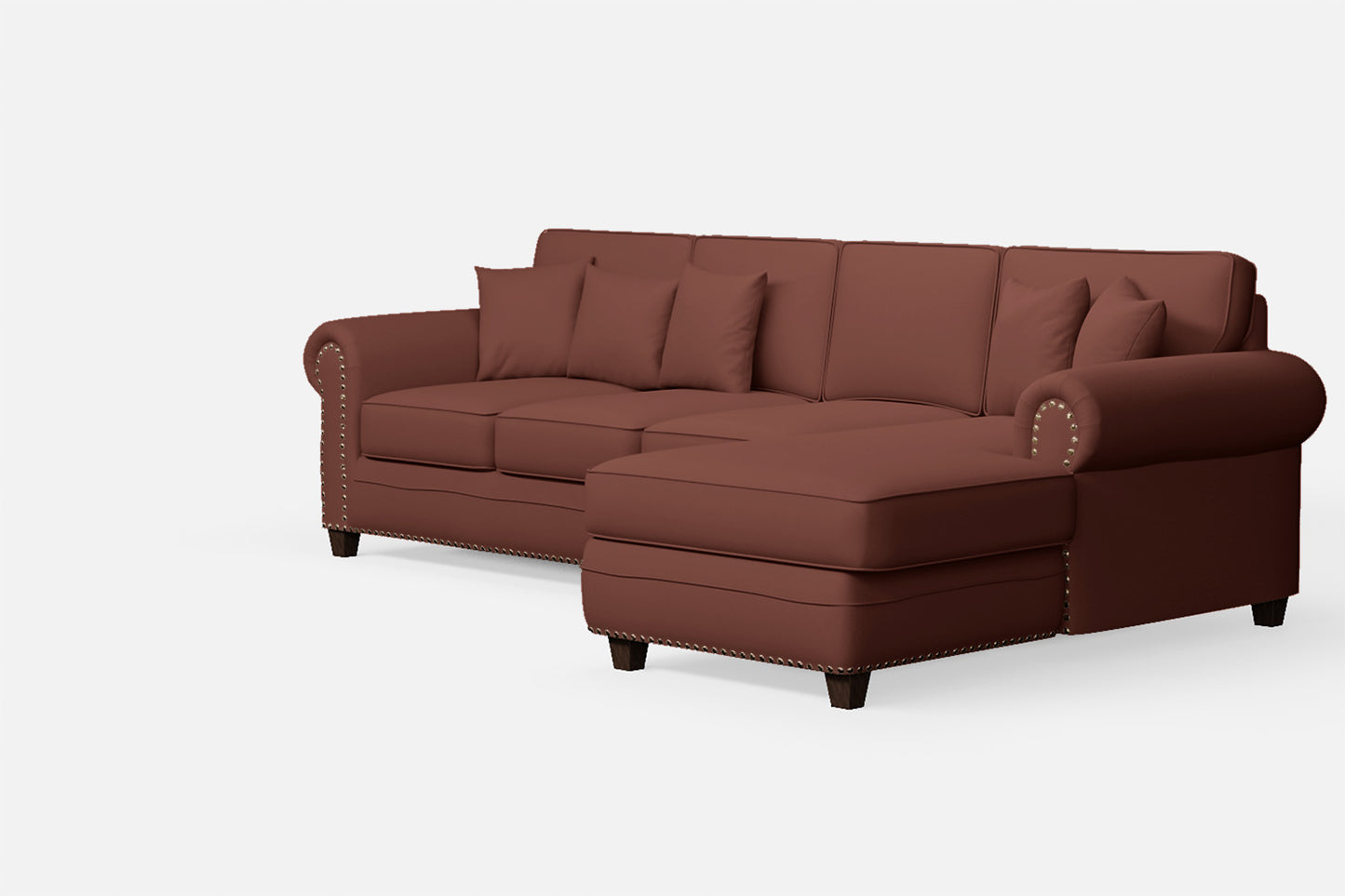 Marano 4 Seater Right Hand Facing Chaise Lounge Corner Sofa Mauve Leather