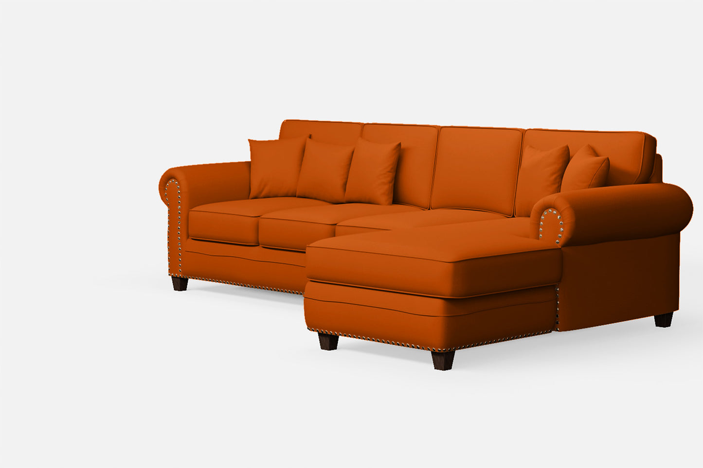 Marano 4 Seater Right Hand Facing Chaise Lounge Corner Sofa Orange Leather