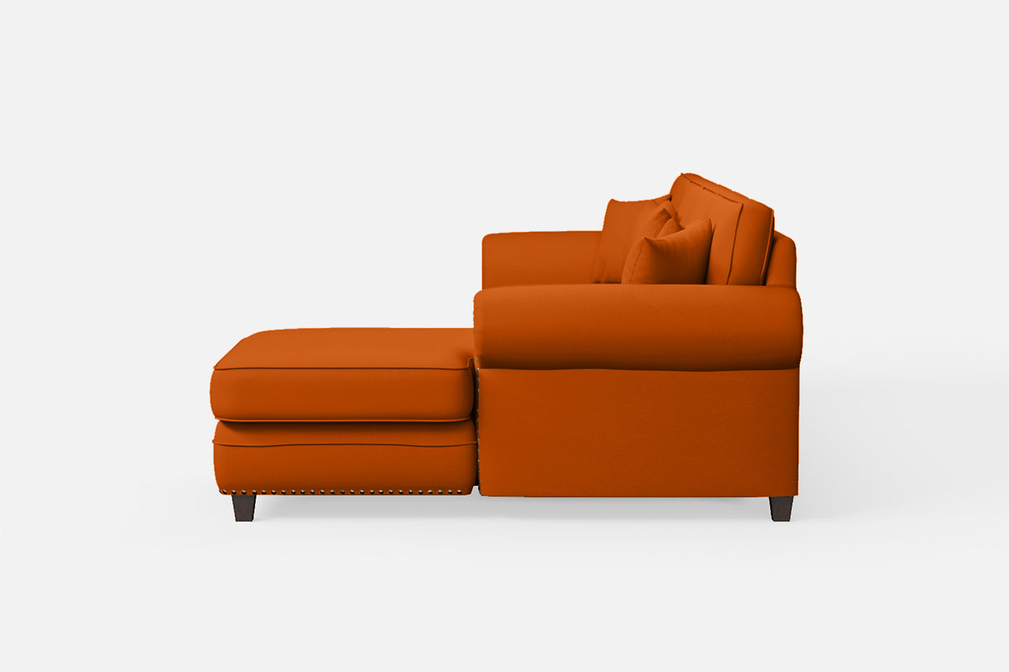 Marano 4 Seater Right Hand Facing Chaise Lounge Corner Sofa Orange Leather