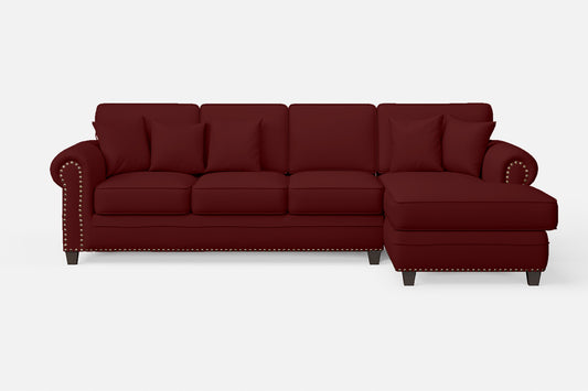 Marano 4 Seater Right Hand Facing Chaise Lounge Corner Sofa Red Leather