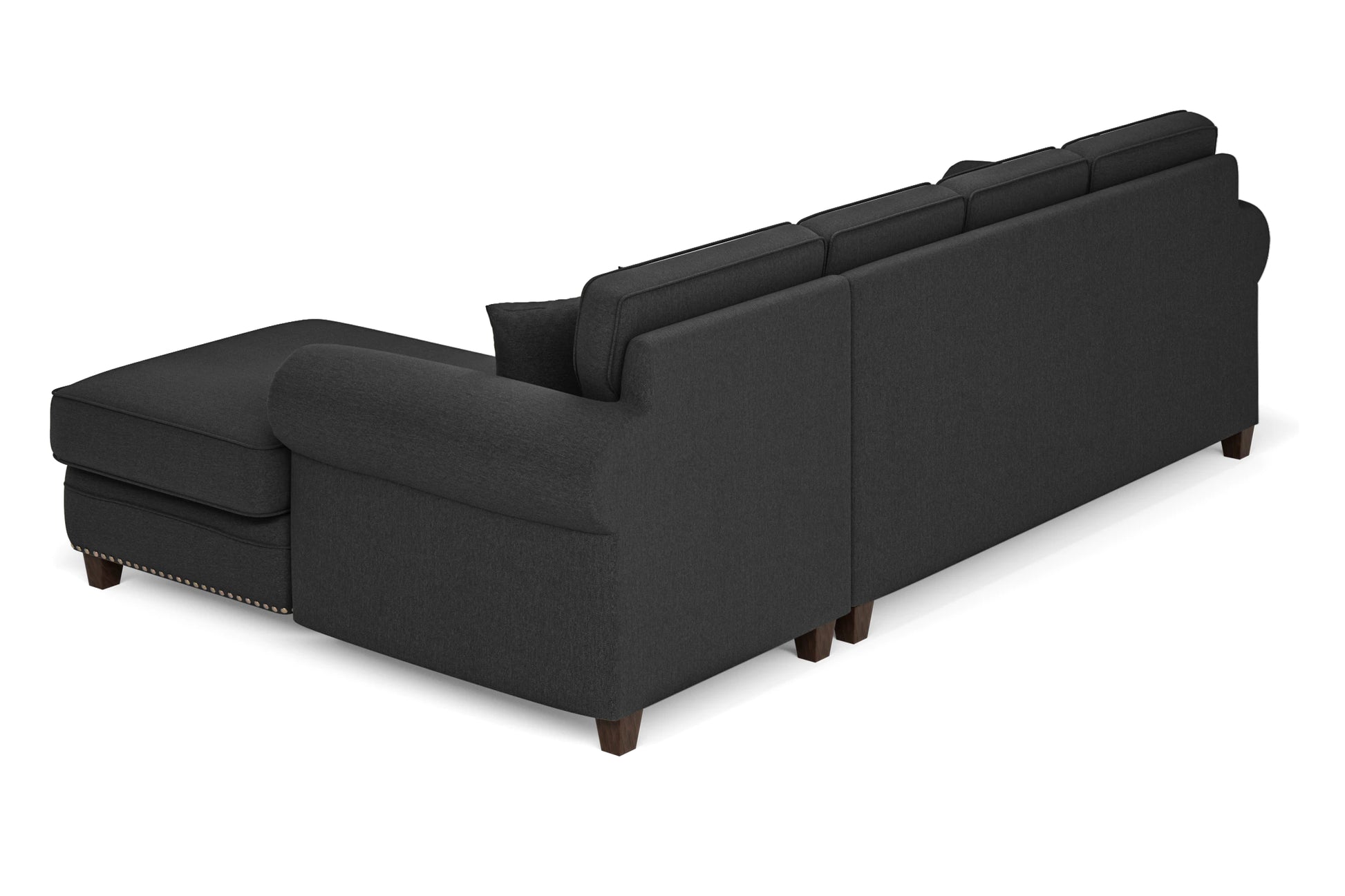 Marano 4 Seater Right Hand Facing Chaise Lounge Corner Sofa Black Linen Fabric