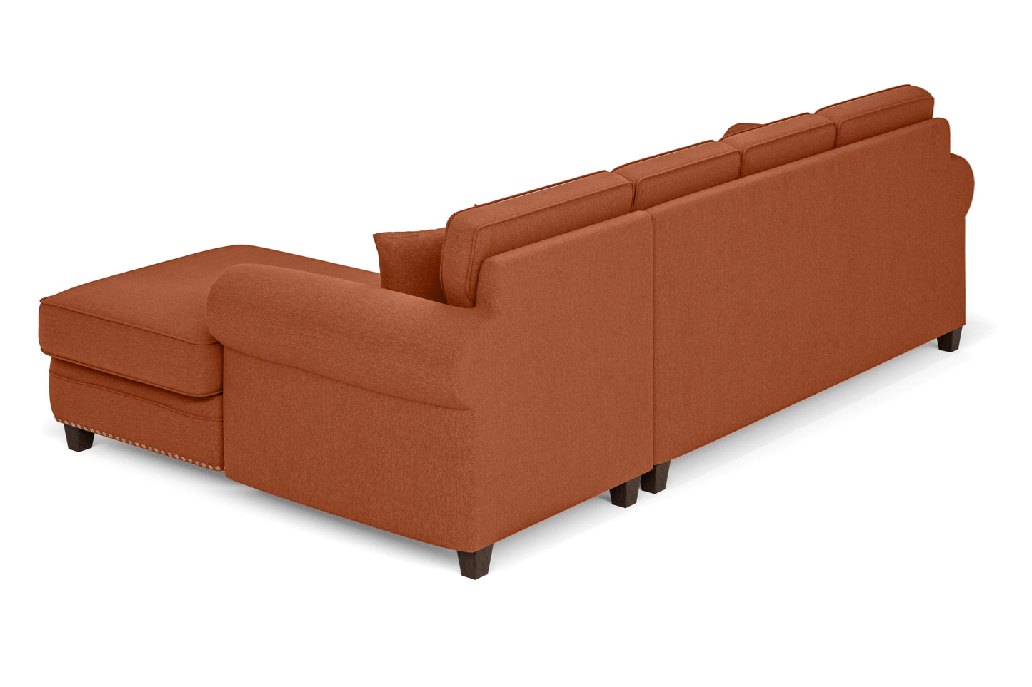 Marano 4 Seater Right Hand Facing Chaise Lounge Corner Sofa Orange Linen Fabric