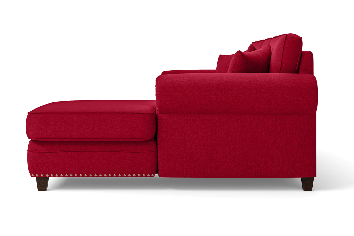 Marano 4 Seater Right Hand Facing Chaise Lounge Corner Sofa Red Linen Fabric