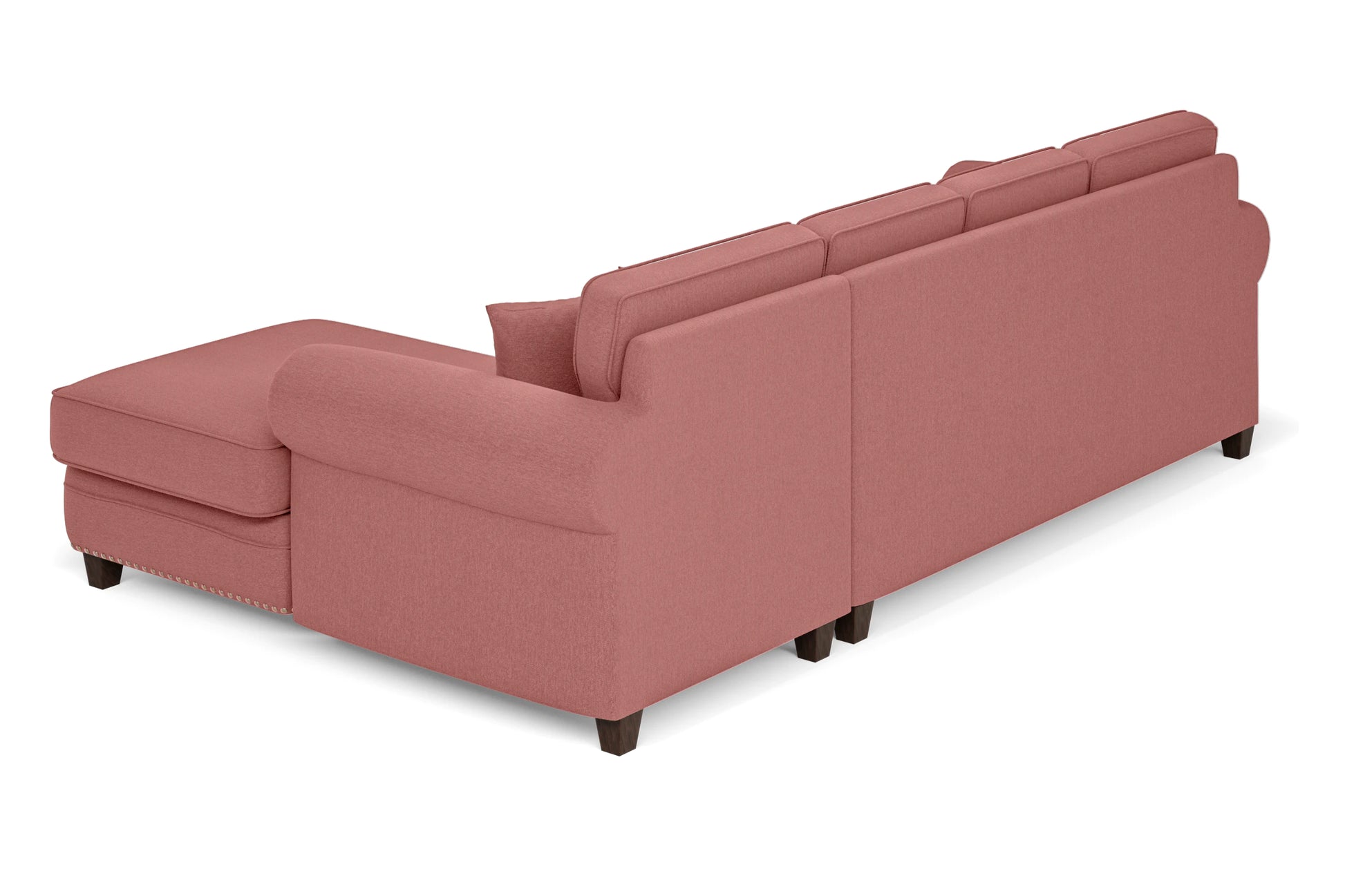 Marano 4 Seater Right Hand Facing Chaise Lounge Corner Sofa Rose Pink Linen Fabric