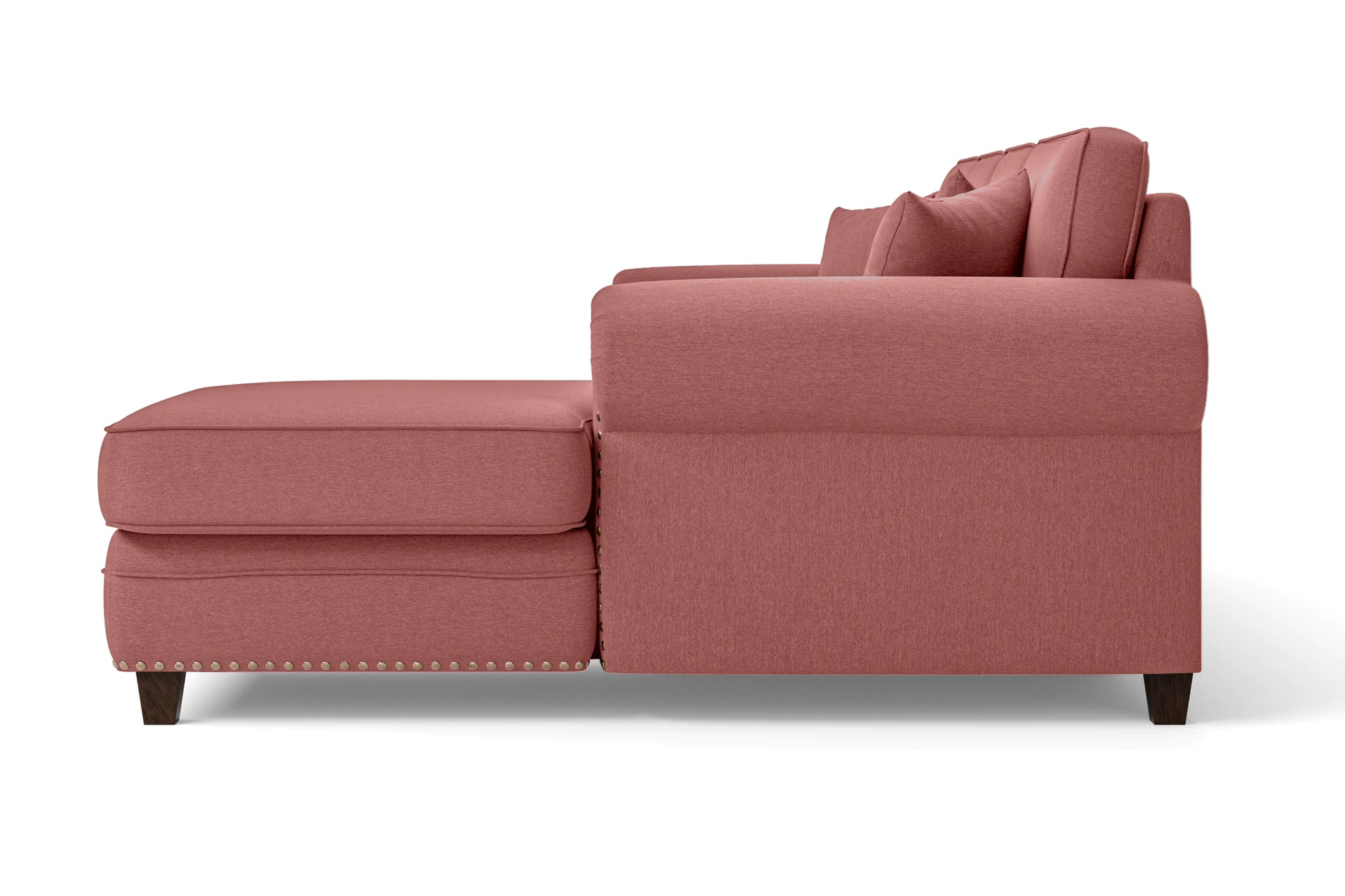 Marano 4 Seater Right Hand Facing Chaise Lounge Corner Sofa Rose Pink Linen Fabric