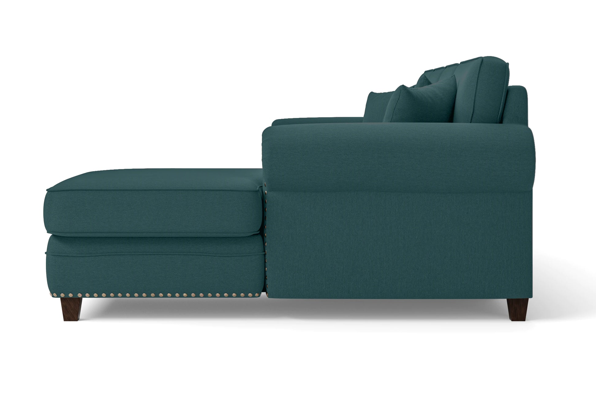 Marano 4 Seater Right Hand Facing Chaise Lounge Corner Sofa Teal Linen Fabric