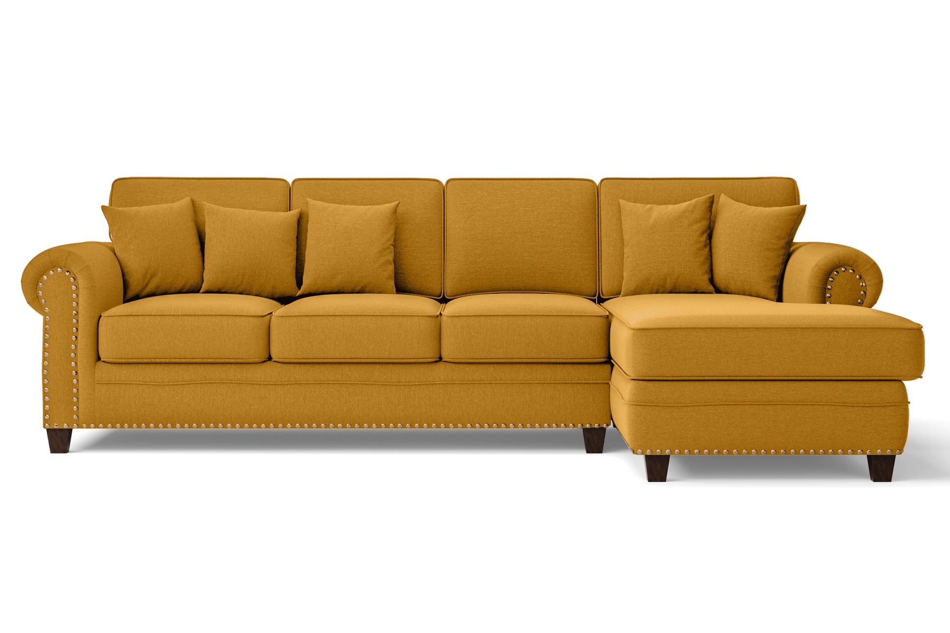 Marano 4 Seater Right Hand Facing Chaise Lounge Corner Sofa Yellow Linen Fabric