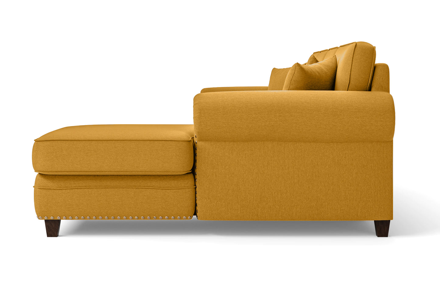 Marano 4 Seater Right Hand Facing Chaise Lounge Corner Sofa Yellow Linen Fabric