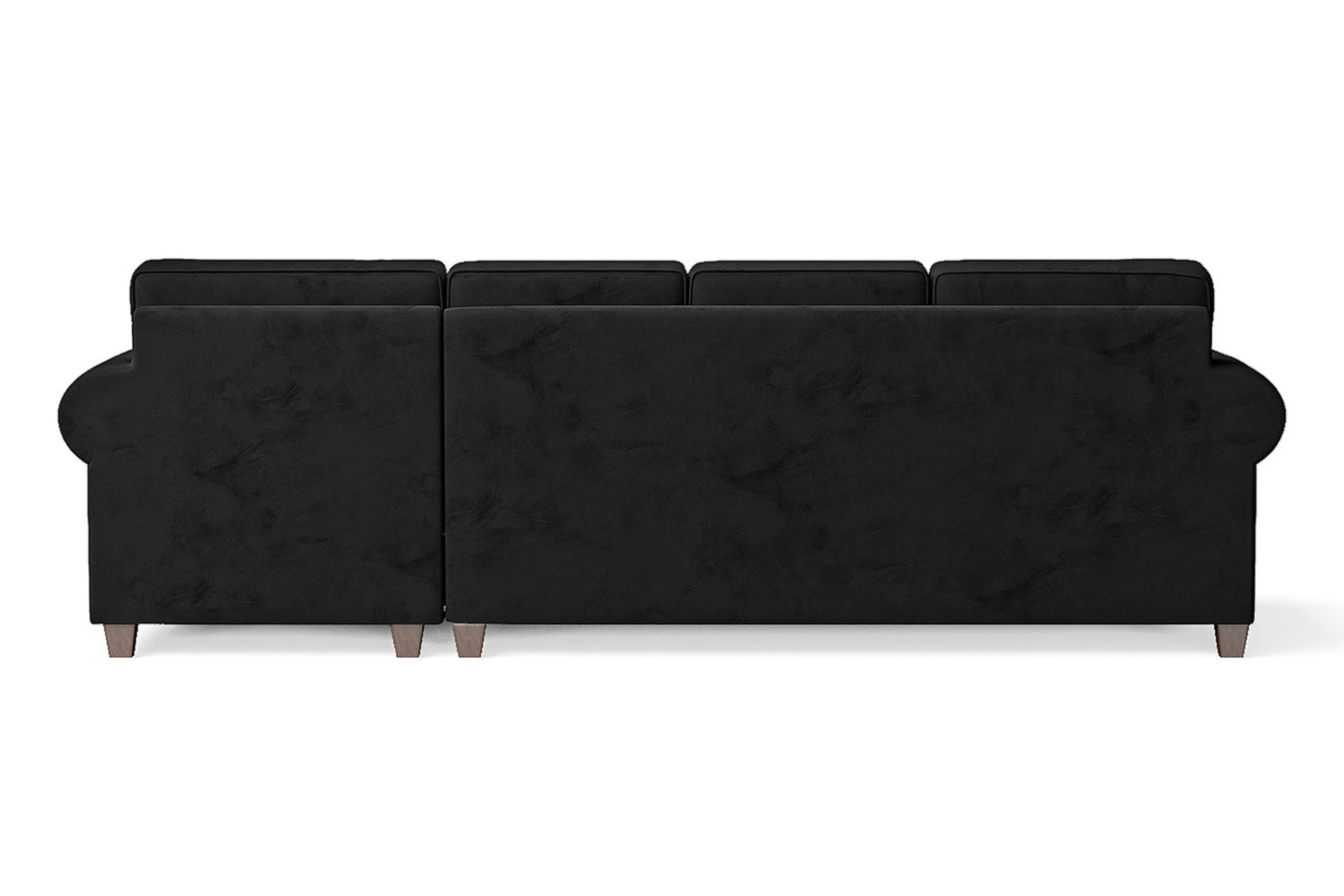 Marano 4 Seater Right Hand Facing Chaise Lounge Corner Sofa Black Velvet