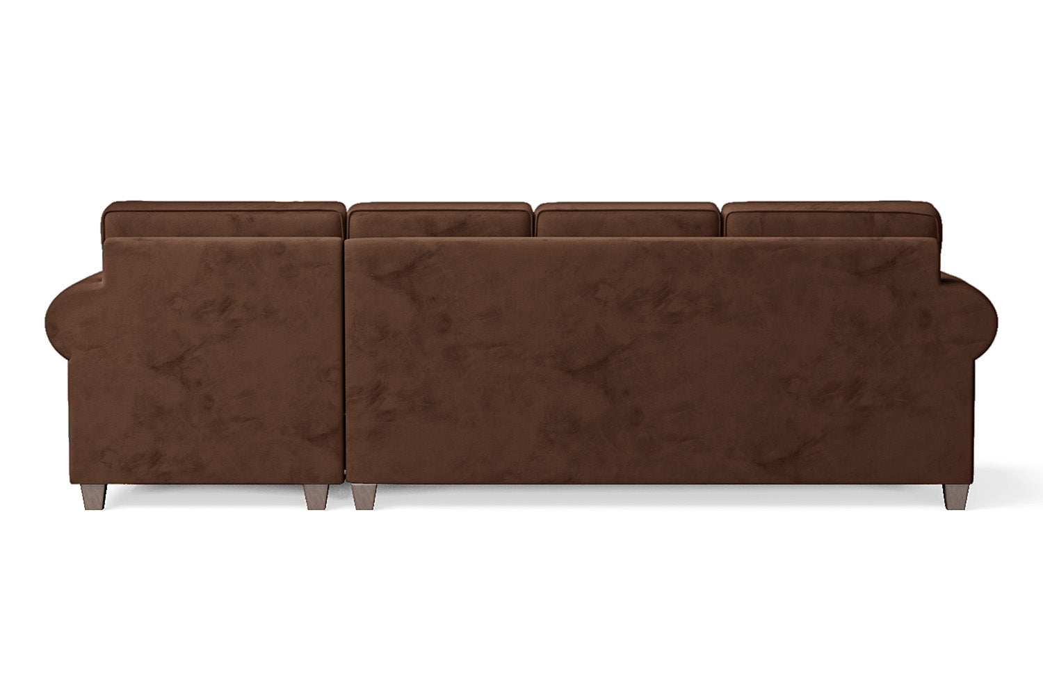 Marano 4 Seater Right Hand Facing Chaise Lounge Corner Sofa Coffee Brown Velvet