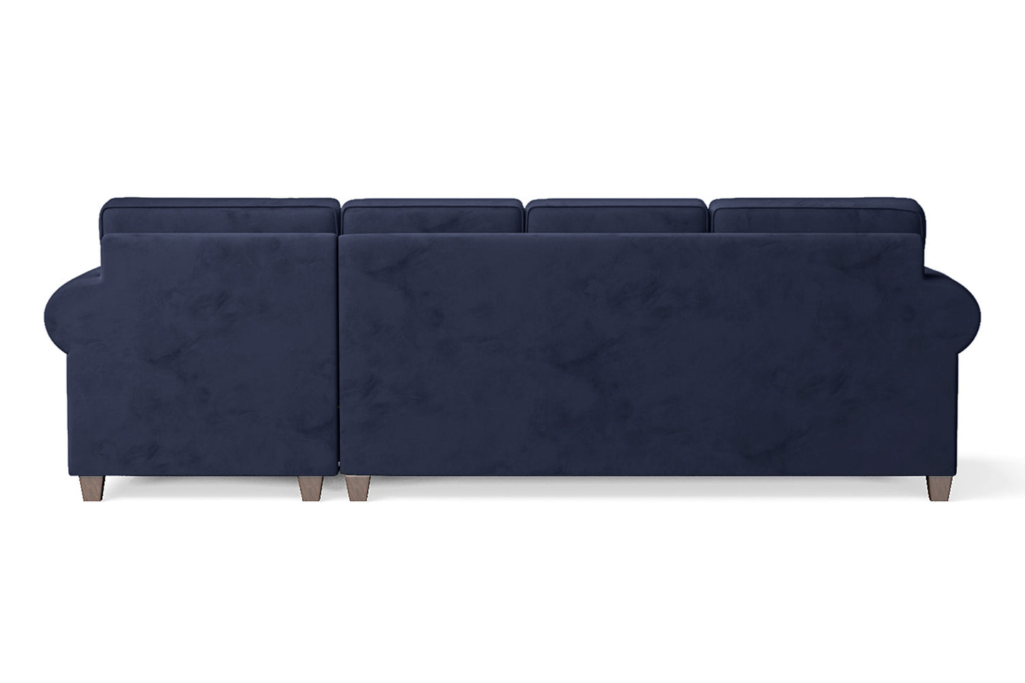 Marano 4 Seater Right Hand Facing Chaise Lounge Corner Sofa Dark Blue Velvet