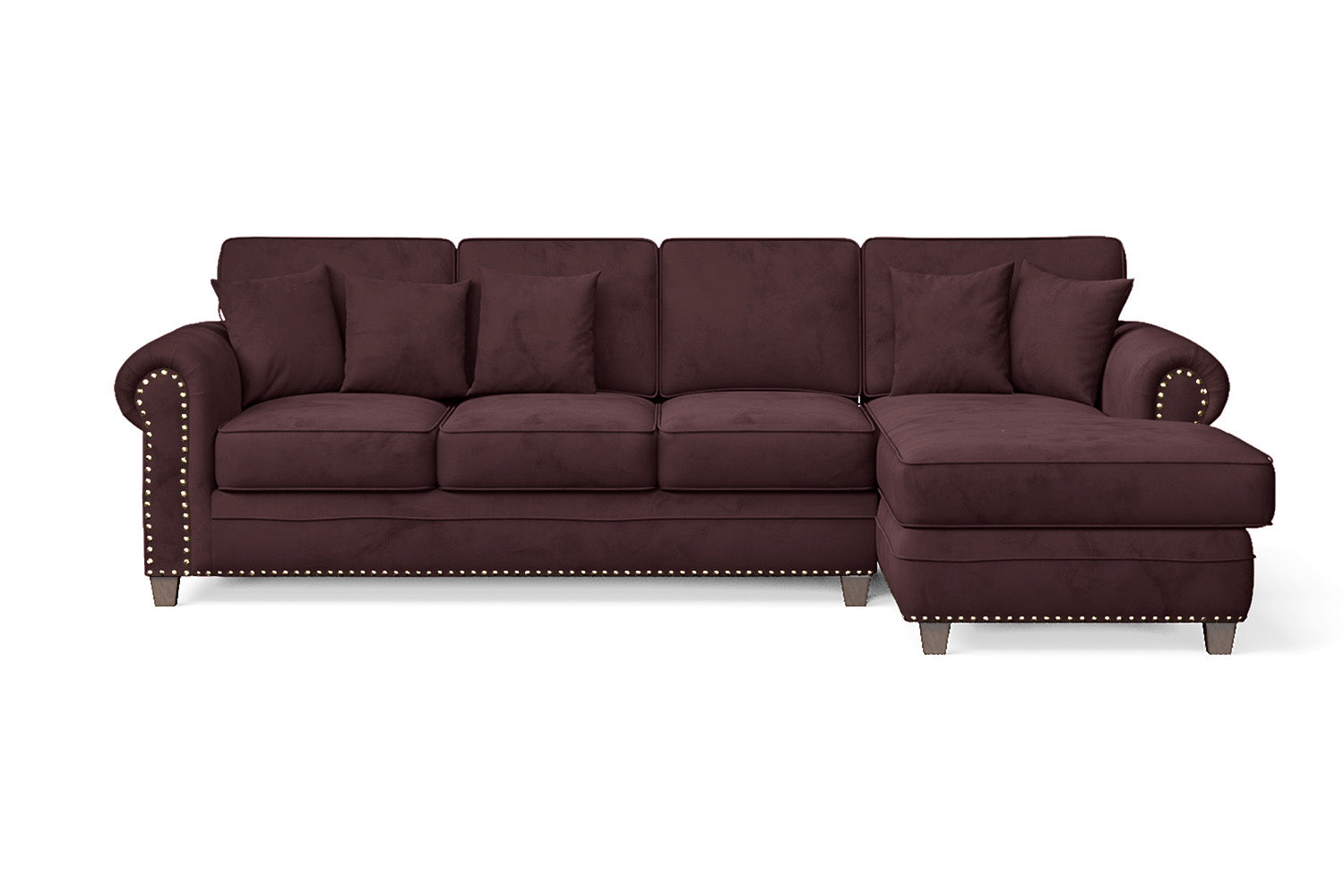 Marano 4 Seater Right Hand Facing Chaise Lounge Corner Sofa Grape Velvet