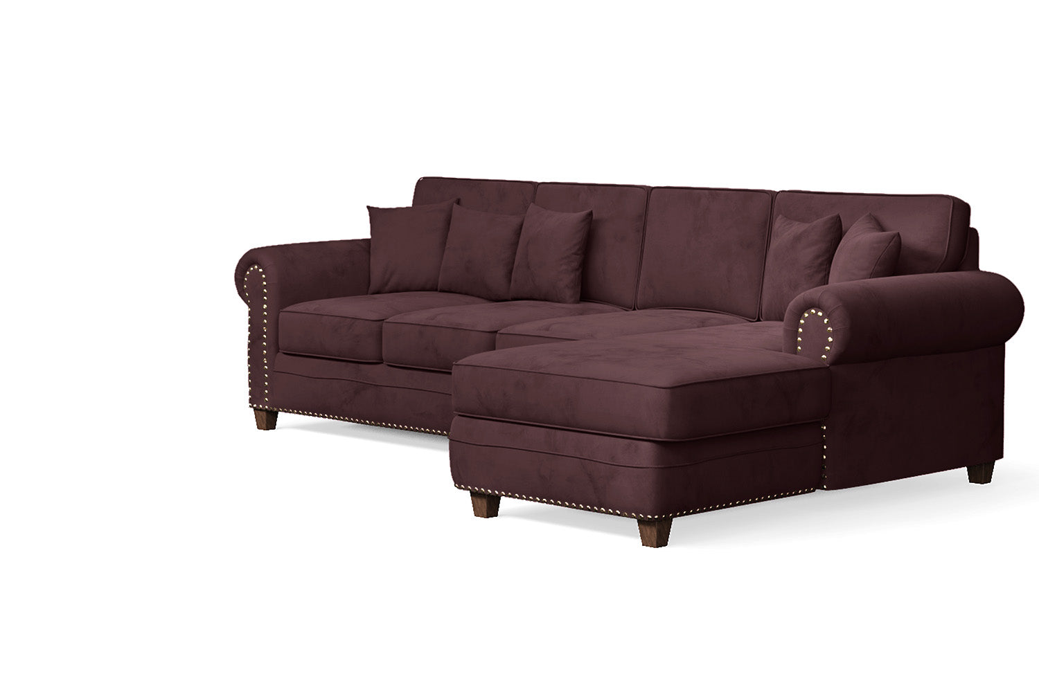 Marano 4 Seater Right Hand Facing Chaise Lounge Corner Sofa Grape Velvet