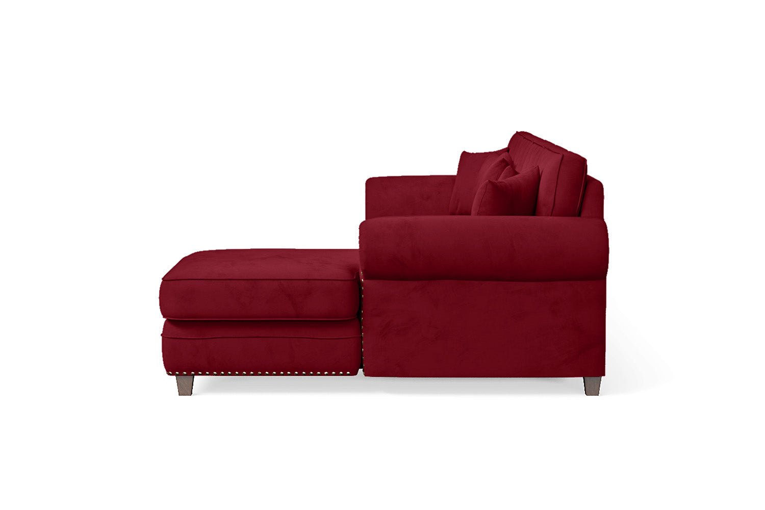 Marano 4 Seater Right Hand Facing Chaise Lounge Corner Sofa Red Velvet