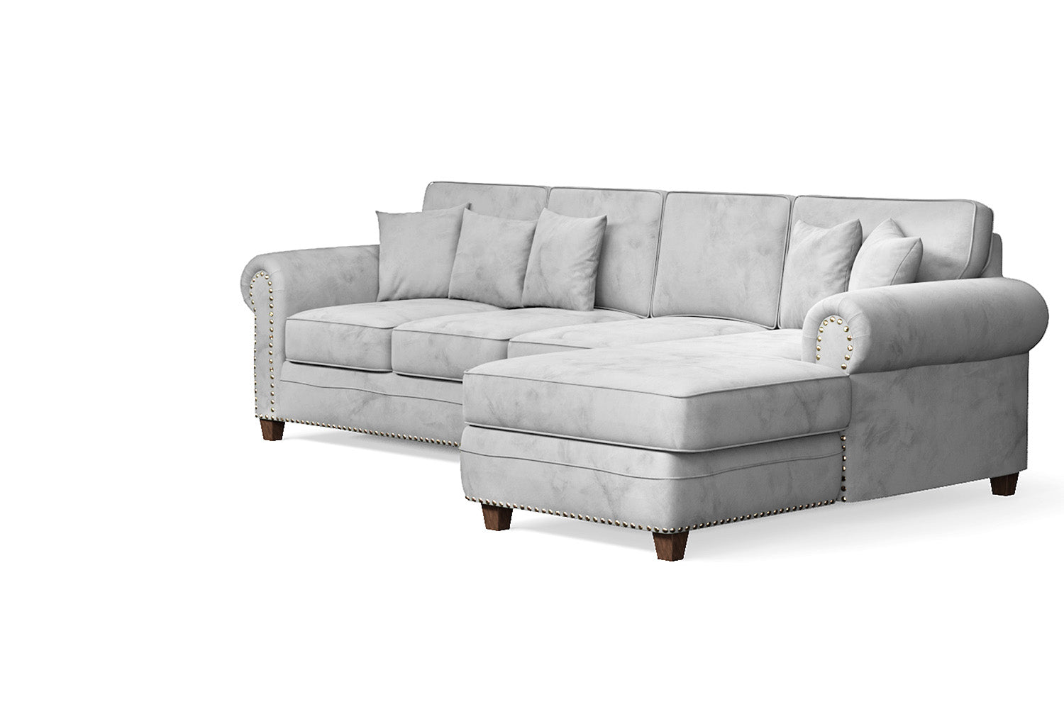 Marano 4 Seater Right Hand Facing Chaise Lounge Corner Sofa White Velvet