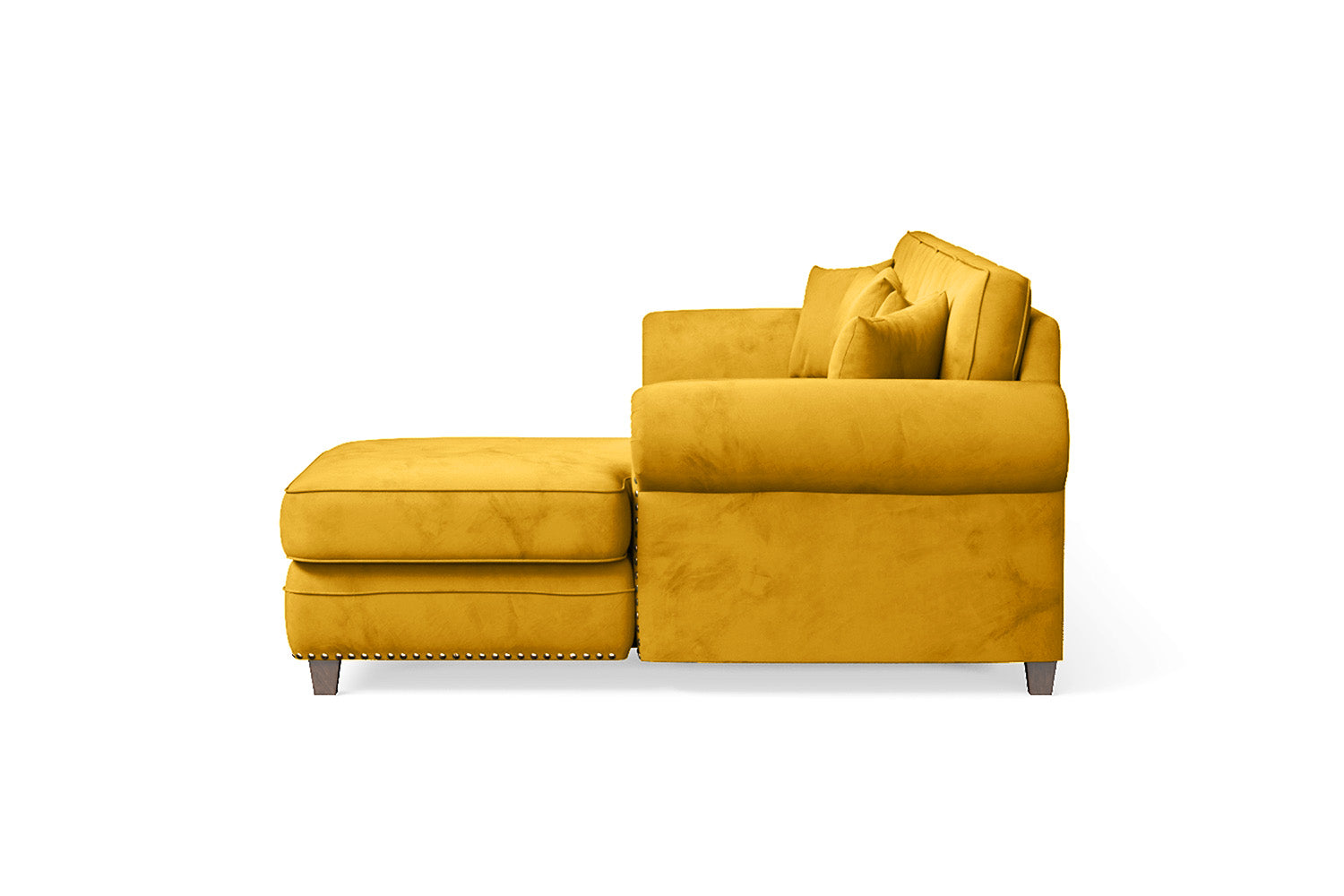 Marano 4 Seater Right Hand Facing Chaise Lounge Corner Sofa Yellow Velvet