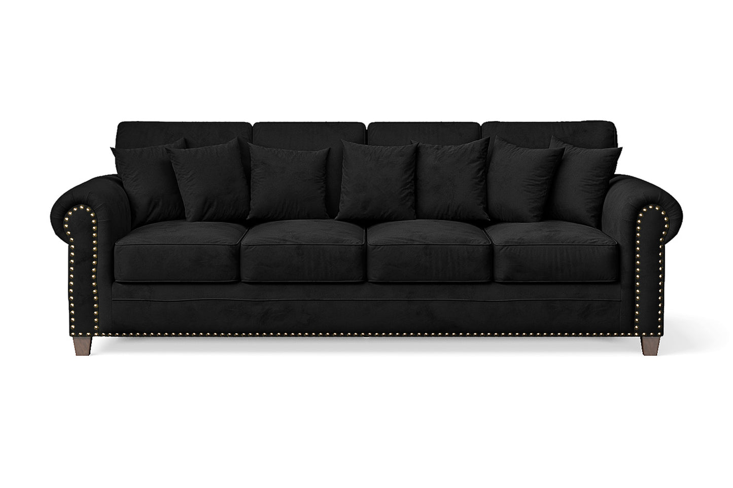 Marano 4 Seater Sofa Black Velvet