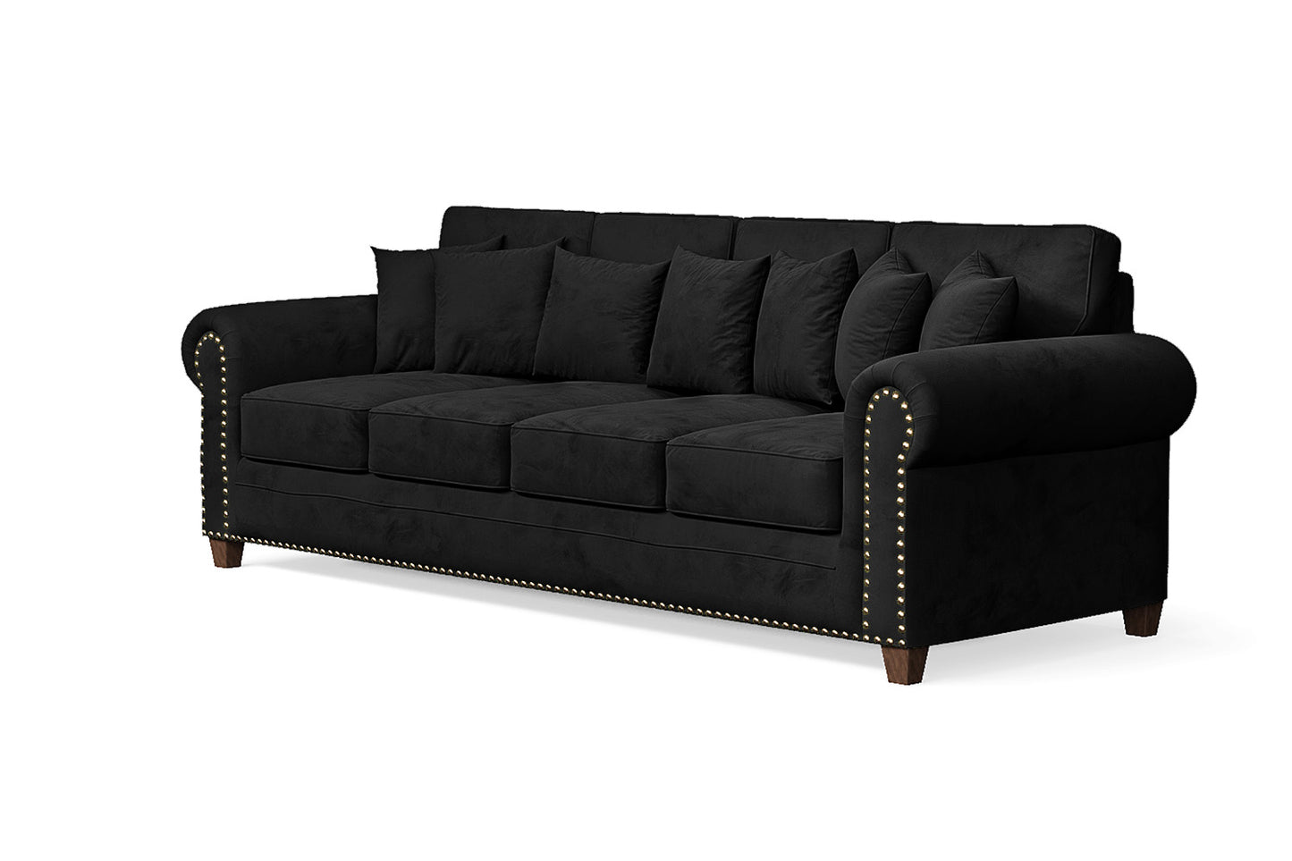 Marano 4 Seater Sofa Black Velvet