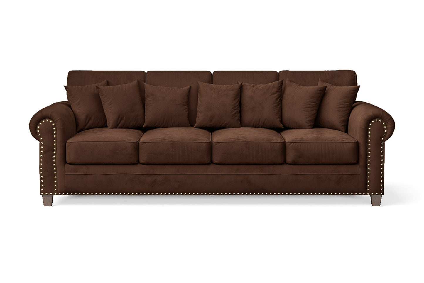 Marano 4 Seater Sofa Coffee Brown Velvet