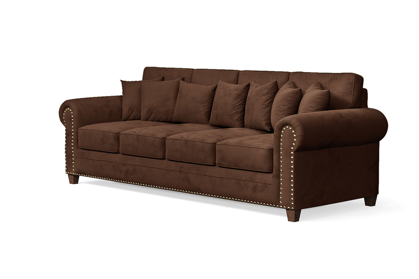 Marano 4 Seater Sofa Coffee Brown Velvet