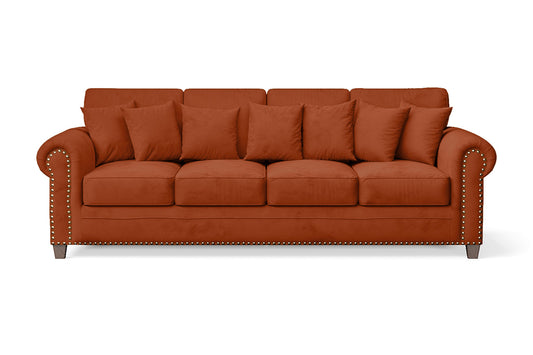 Marano 4 Seater Sofa Orange Velvet