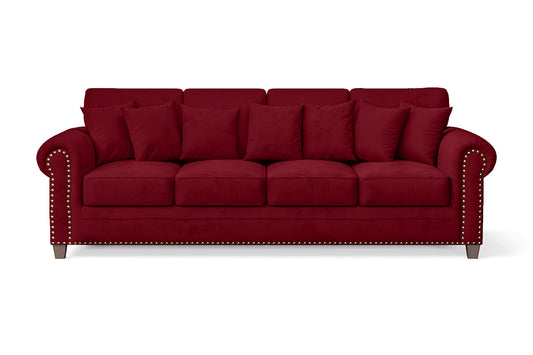 Marano 4 Seater Sofa Red Velvet