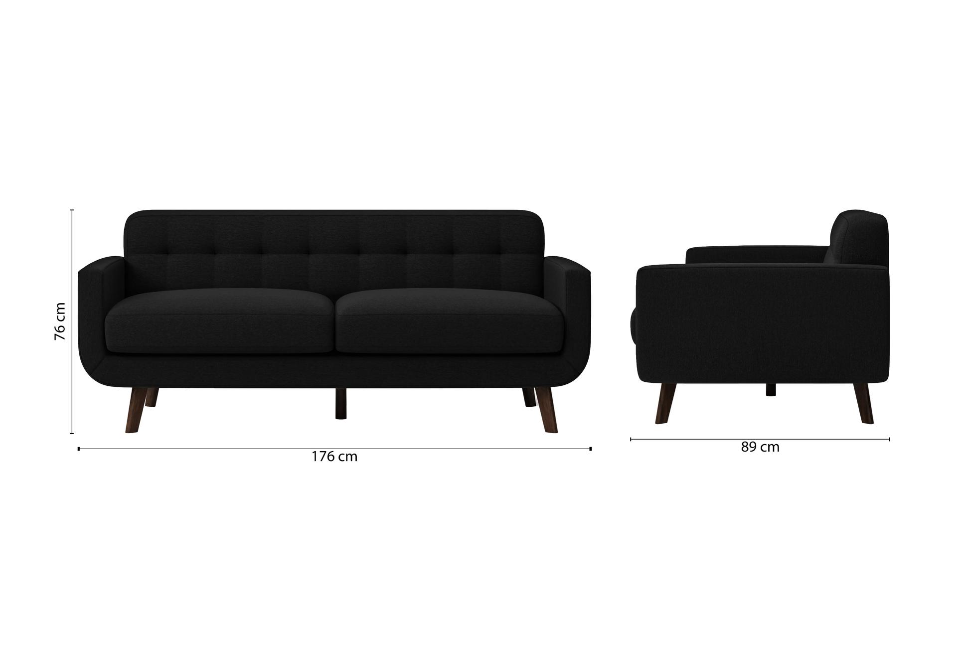 Marsela 2 Seater Sofa Black Linen Fabric